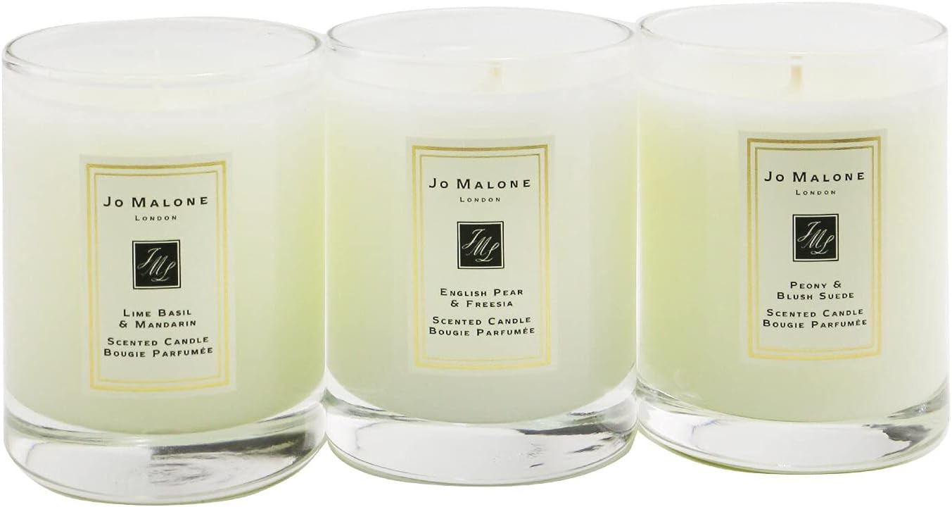 - Travel Candle Collection Lime Basil & Mandarin - English Pear & Fresia - Peony & Blush Suede Each 2oz