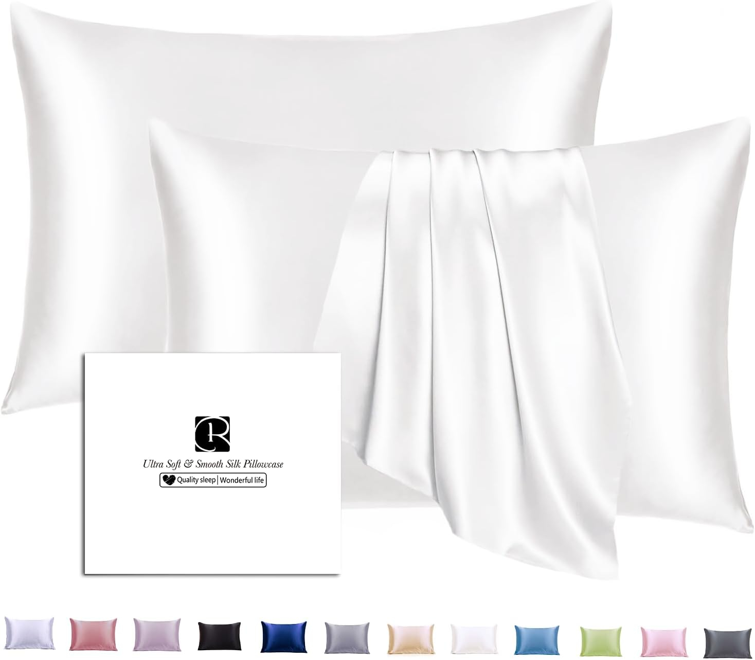 Ravmix Silk Pillow Cases with Zipper, 21 Momme Mulberry Silk Pillowcase for Hair Skin Health, Soft Smooth Breathable Cool Pillow Cover for Beauty Sleep with Gift Box(Queen 20"x30", Ivory White) 1PC