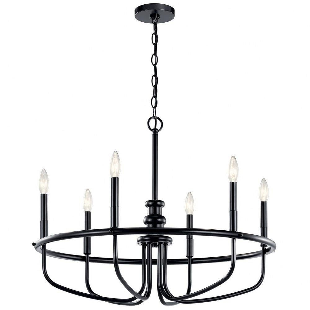 Capitol Hill Modern Black 6-Light Chandelier with Candle Sleeves