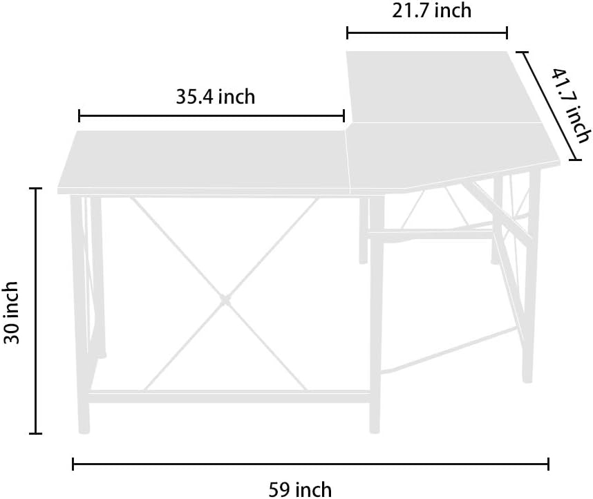 Coral Flower L-Shaped Desks for Home Office - Corner Computer Desk Writing Table Workstation - Sturdy Gaming Desk PC Laptop Dark Brown