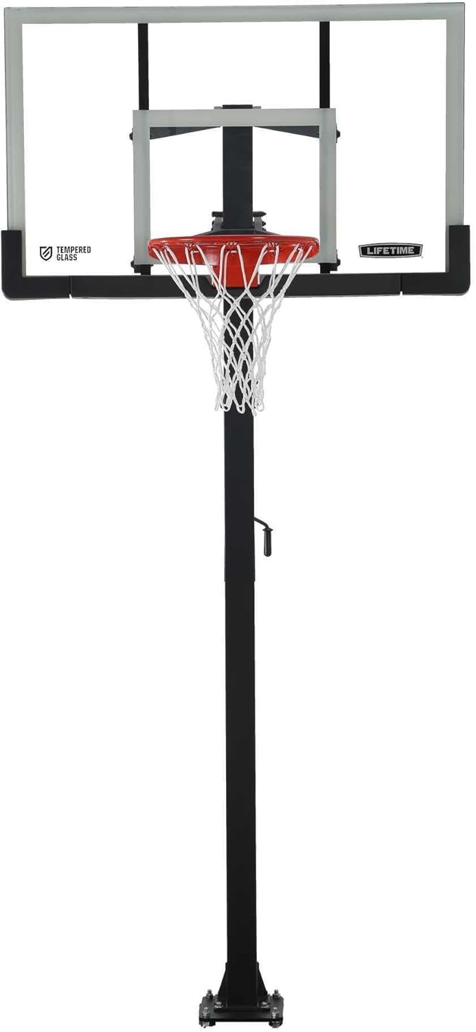 Lifetime New Adjustable Bolt Down Basketball Hoop (60-inch Tempered Glass), 90569