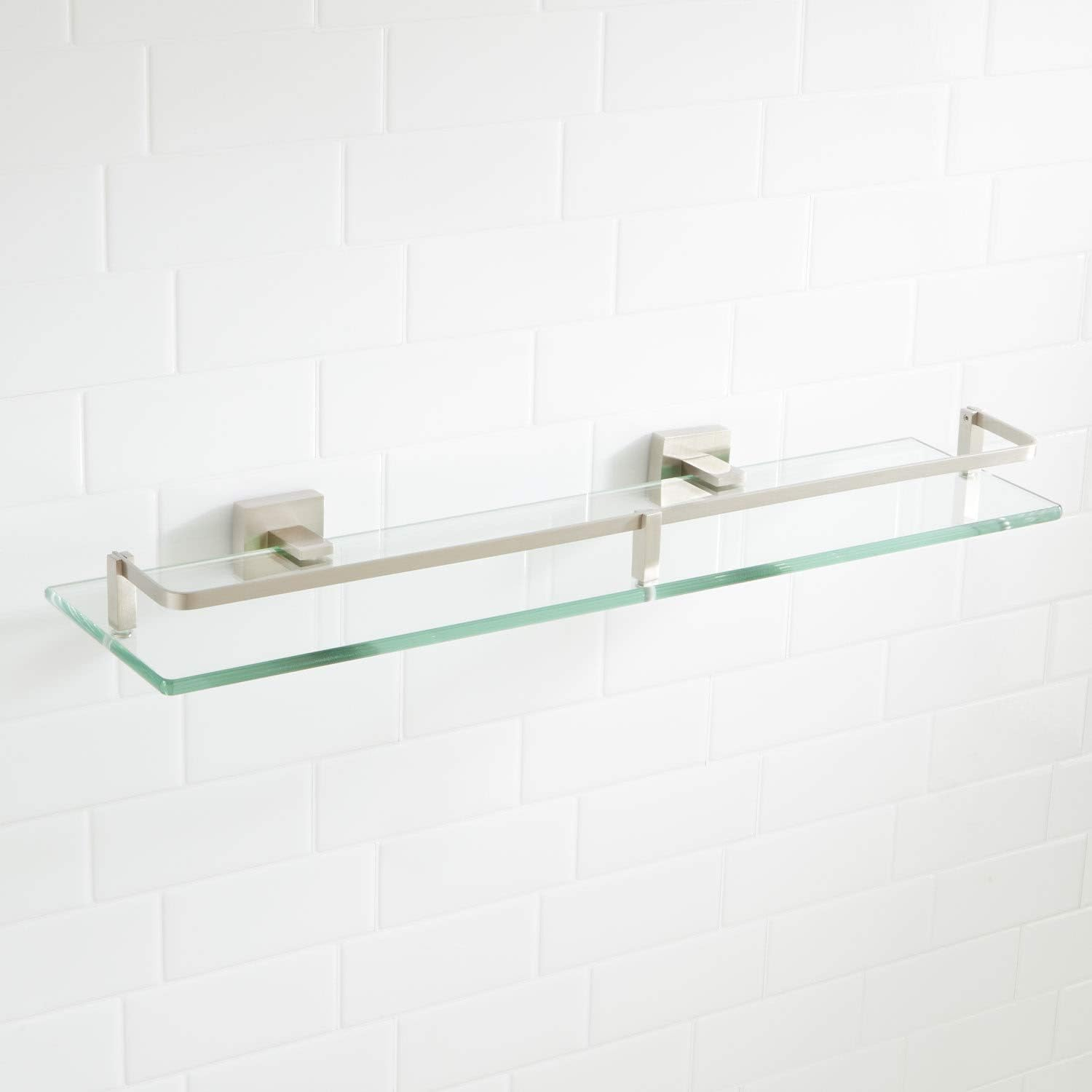 Polished Brass and Glass Wall Mounted Bathroom Shelf