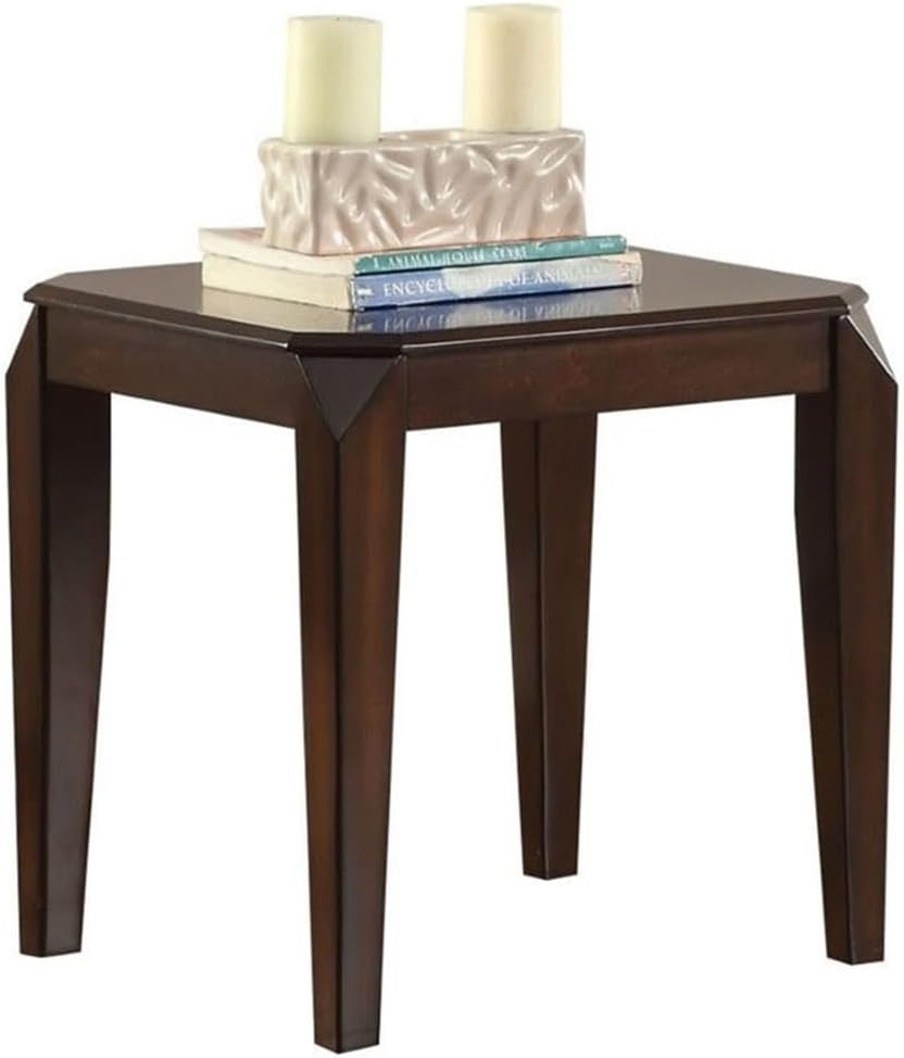 Wooden End table with Beveled Tapered Legs Walnut Brown - Saltoro Sherpi
