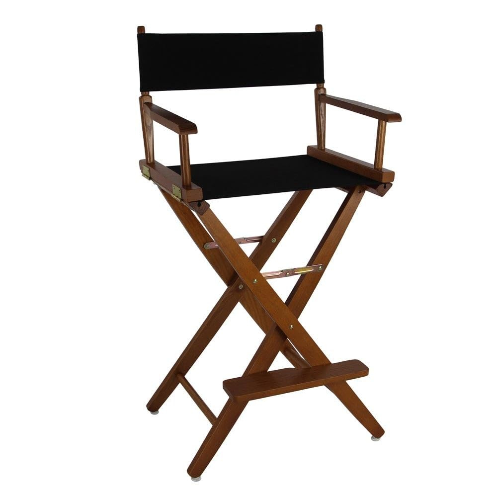 Mission Oak and Black Wood Extra-Wide Directors Chair