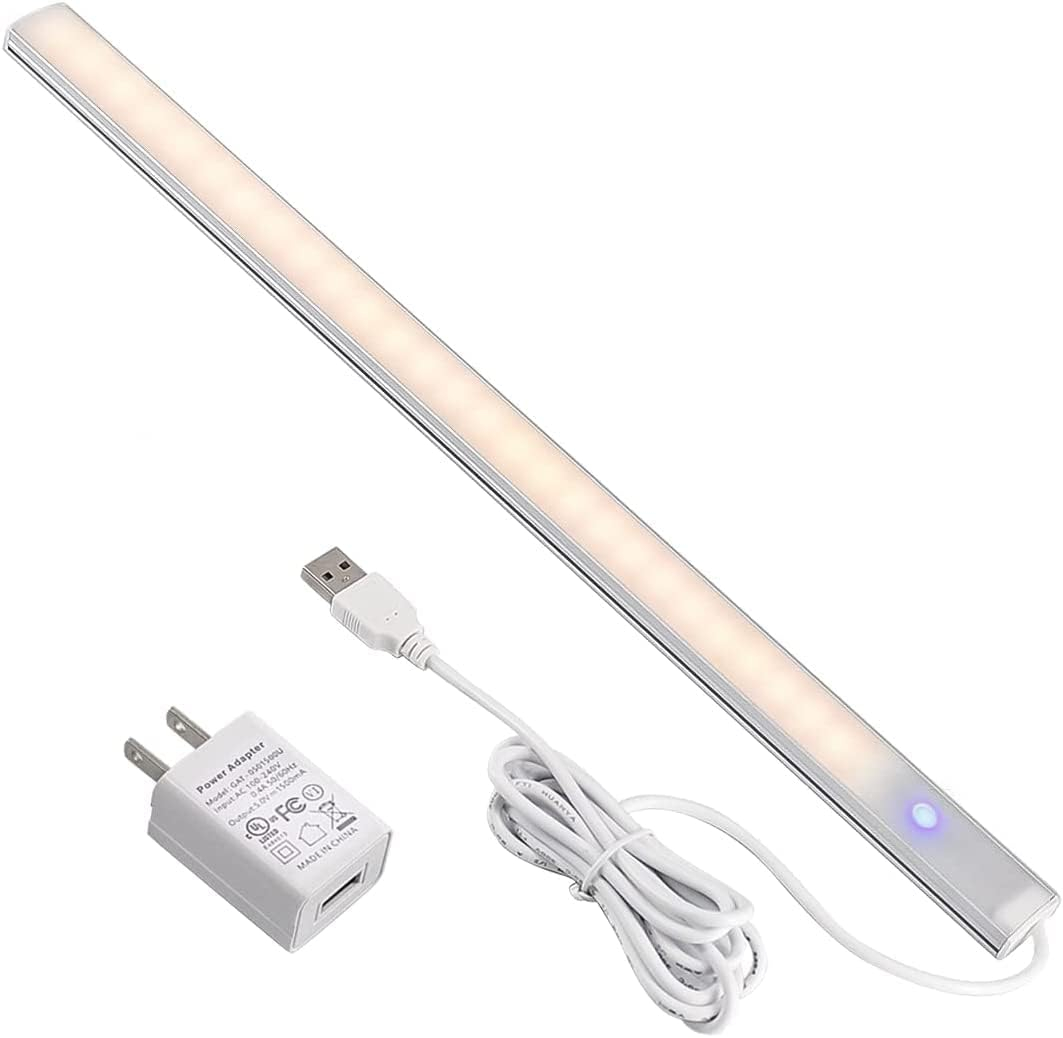 ASOKO LED Under Cabinet Lighting for Kitchen with Touch Sensor, USB Plug in Under Cabinet Lights, 12 inch Under Counter Lights for Kitchen,Daylight White 4500K, Under Desk Light