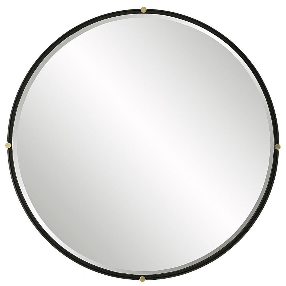 Bonded Round Black and Gold Transitional Mirror