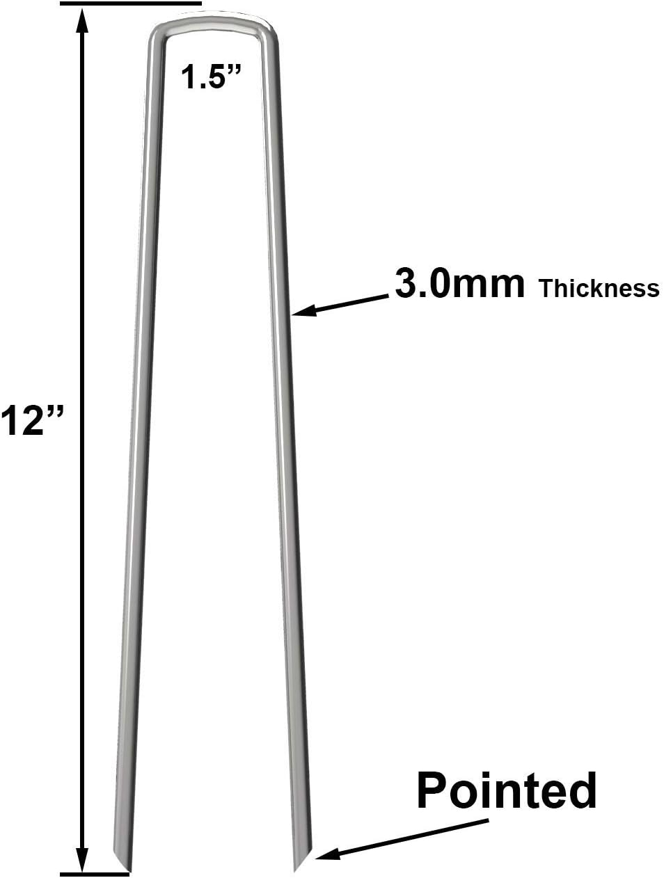 Landscape Staples Galvanized Garden Stakes Landscaping Fabric SOD Pins 12 INCH 50 Pack