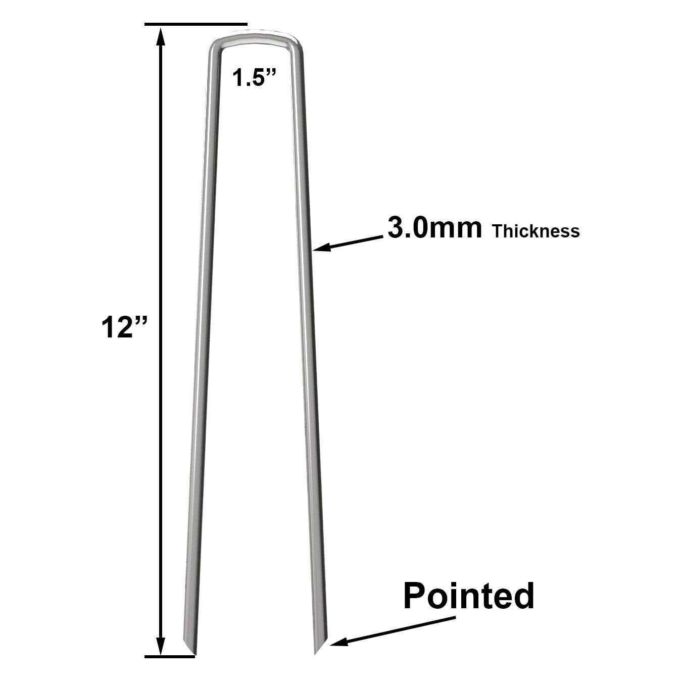 Landscape Staples Galvanized Garden Stakes Landscaping Fabric SOD Pins 12 INCH 50 Pack