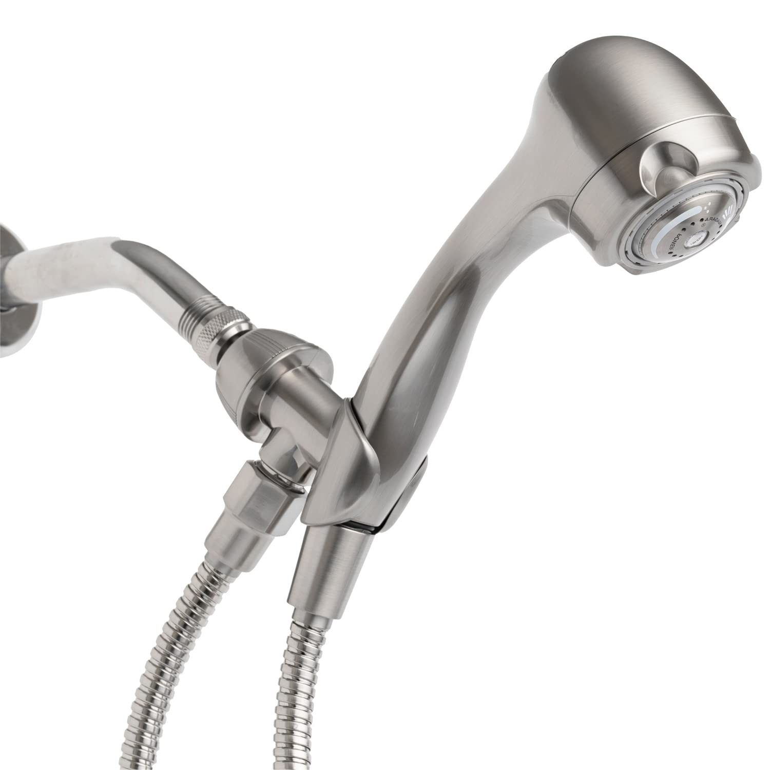 Brushed Nickel Wall Mounted Handheld Shower Head with Adjustable Jet Spray