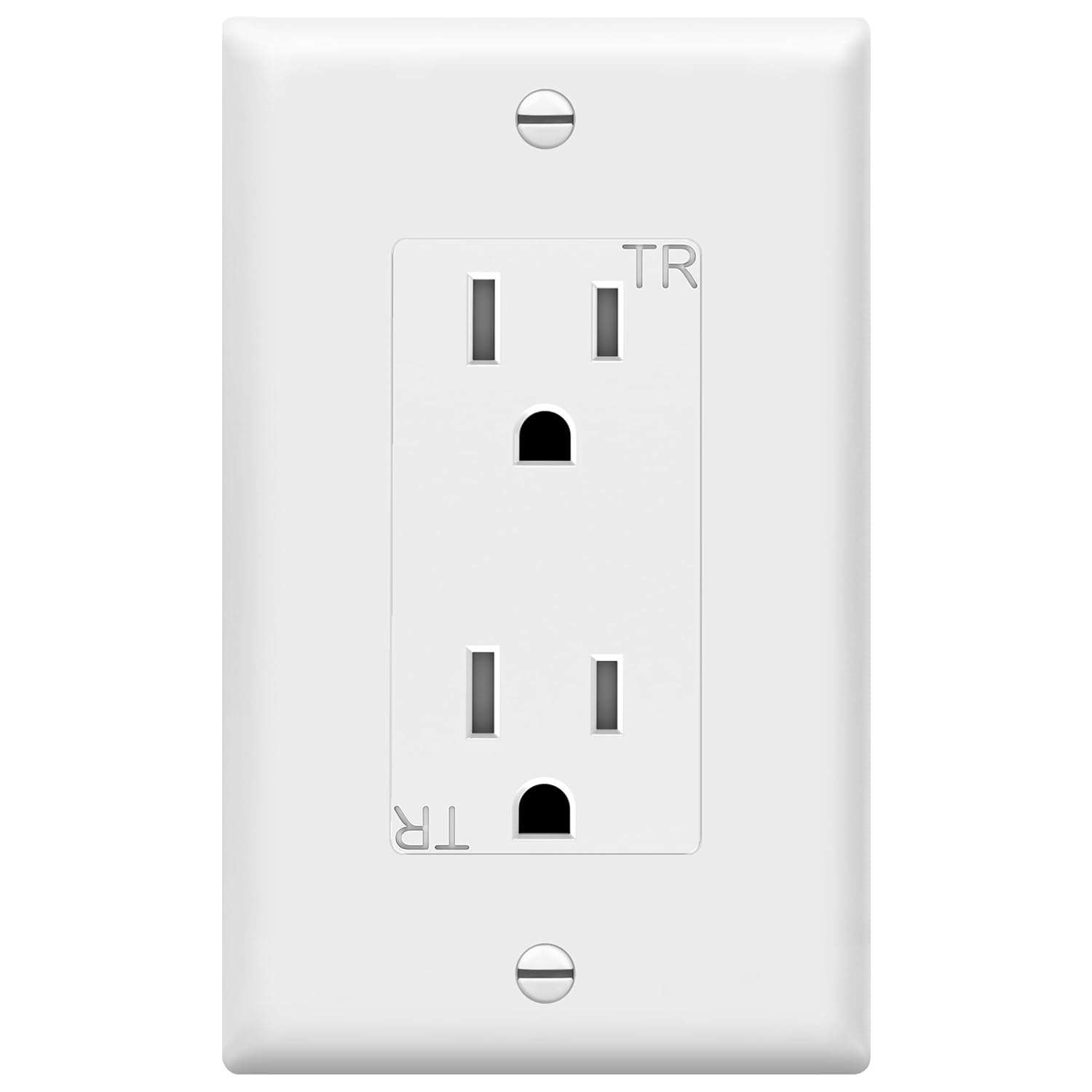 ENERLITES Decorator Receptacle Outlet with Wall Plate, Tamper-Resistant, Residential Grade, 3-Wire, Self-Grounding, 2-Pole, 15A 125V, UL Listed, White