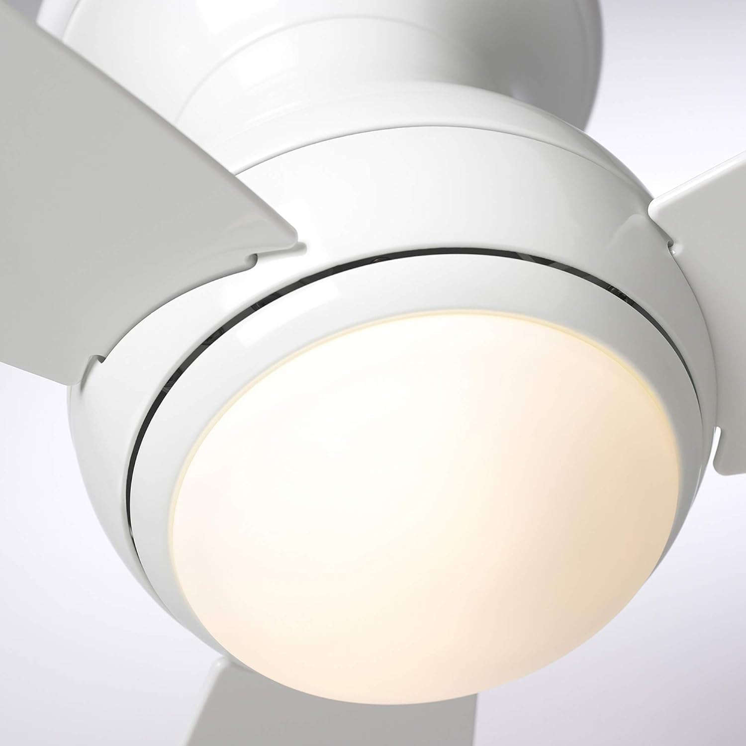 Kathy Ireland Home Curva Sky LED Outdoor Ceiling Fan with Light Kit, 52 Inch | Modern Fixture with 6-Speed Remote Control | Low Profile with Downrod Mount, Appliance White [CF252LWW]