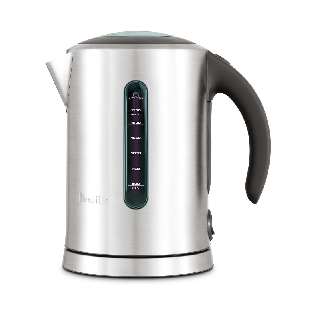 Breville 57oz Soft Top Pure Kettle Brushed Stainless Steel: Electric Water Boiler, BPA-Free, Automatic Shut-Off, 1.7L Capacity