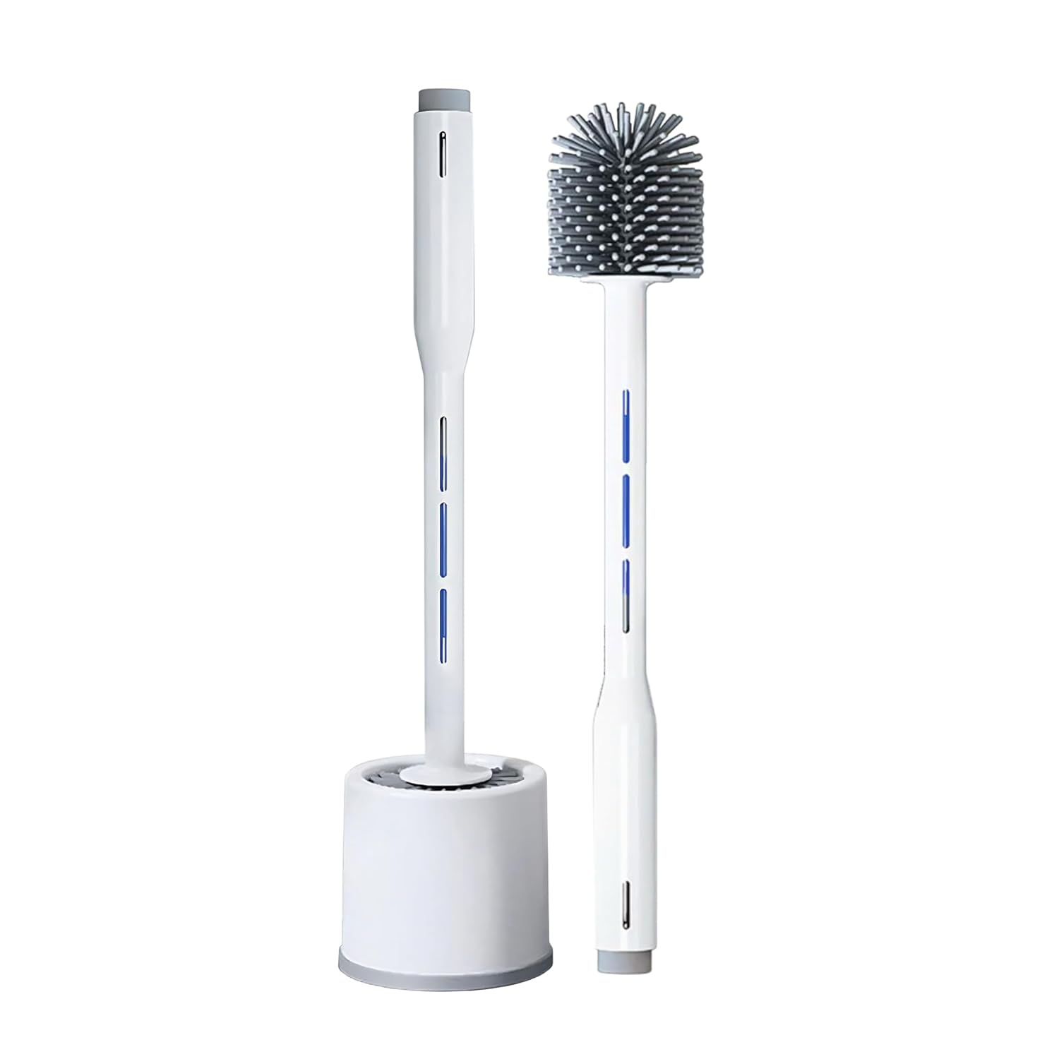 Toilet Bowl Brush, Toilet Brush with Cleaner in Handle, Silicone, NO Leaks, Toilet Brush and Holder Set, Optional Wall Mount