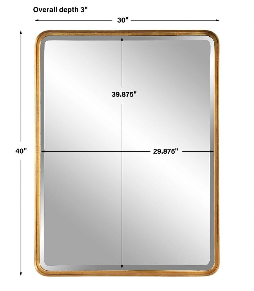 Uttermost Rectangular Vanity Decorative Wall Mirror Modern Beveled Satin Black Iron Frame 30" Wide Bathroom Bedroom Living Room