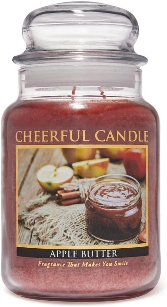 A Cheerful Giver - Apple Butter Scented Glass Jar Candle (24 oz) with Lid & True to Life Fragrance Made in USA