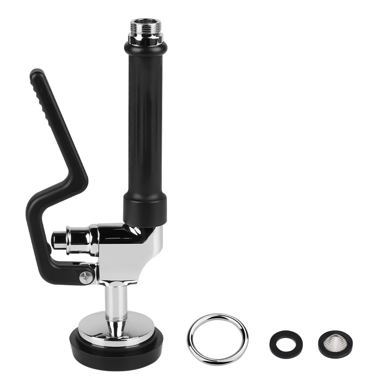 KWODE Pre-rinse Spray Valve Head for All Commercial Kitchen Sink Faucet, High Pressure Dish Sprayer Nozzle with Hand Grip Assembly Replacement Kit for Restaurant Industrial Faucets Black