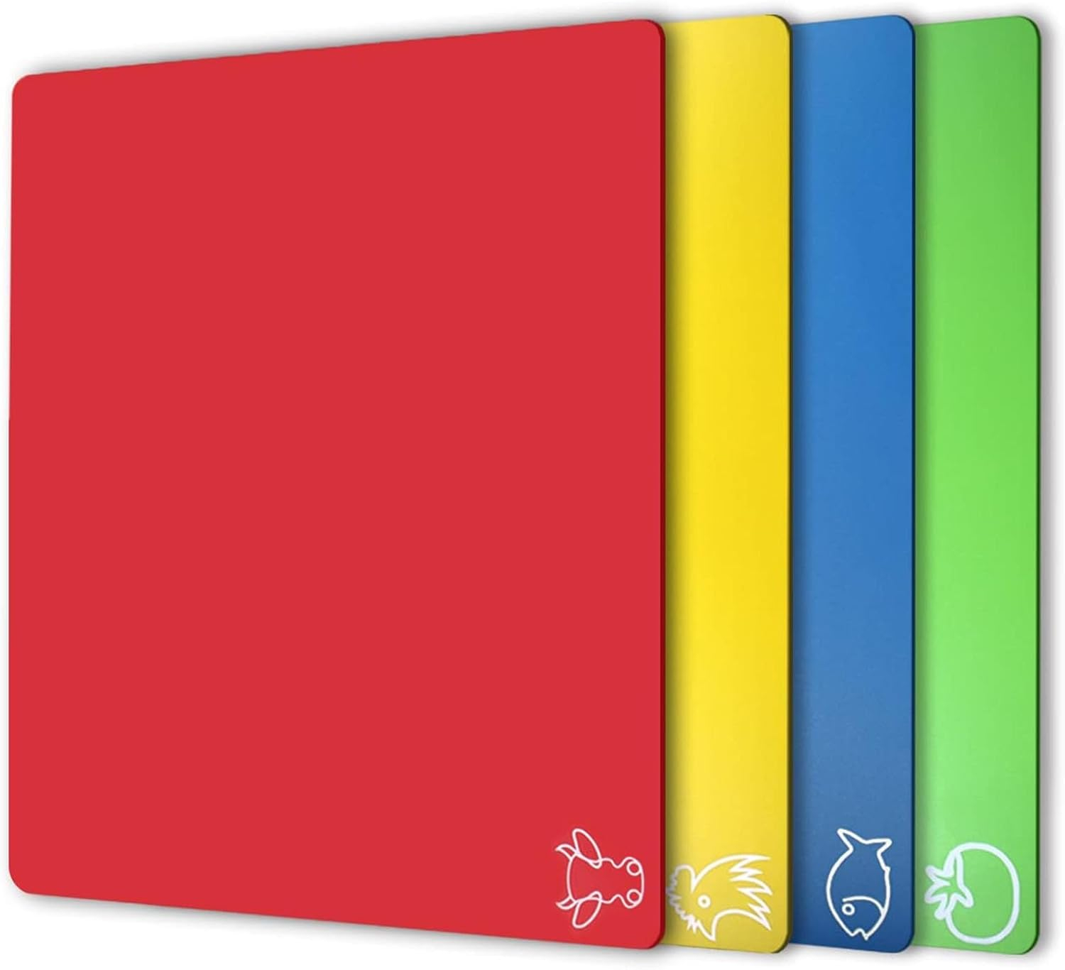 Fotouzy Plastic Cutting Boards for kitchen, Flexible Cutting Mats for Cooking, 100% Non-Slip Cutting Board for Meat and Vegatables, BPA-Free and Dishwasher Safe