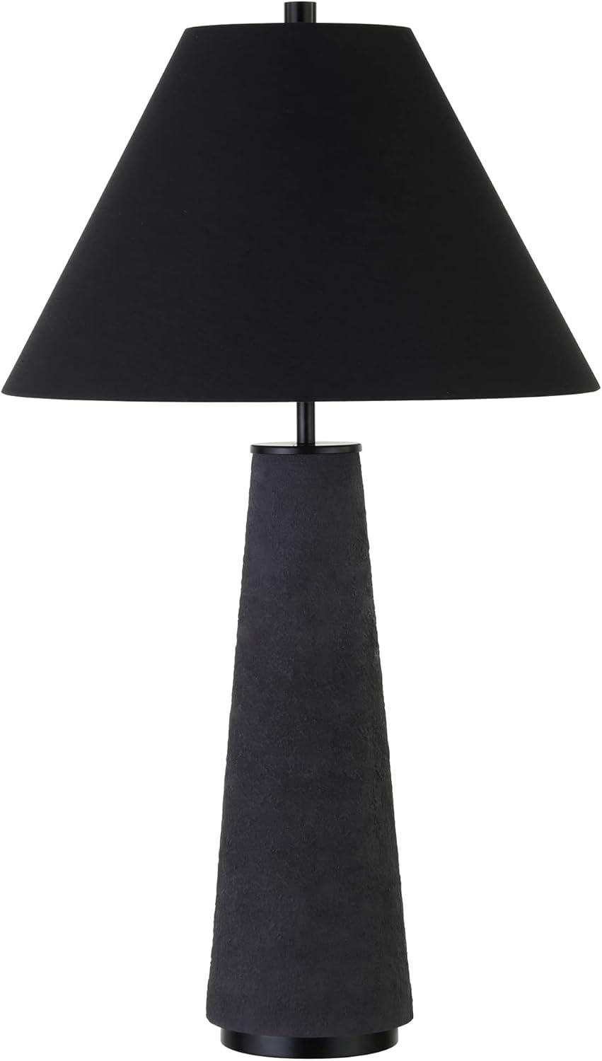 Evelyn&Zoe,galls 28" Tall Monochrome Table Lamp with Fabric Shade, Matte Black/Black