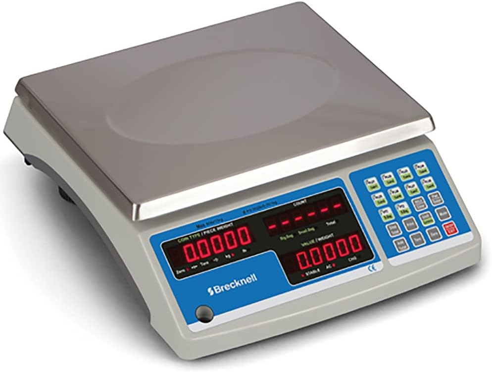 Brecknell Electronic 60 lb Coin and Parts Counting Scale, 11 1/2 x 8 3/4, Gray -SBWB140