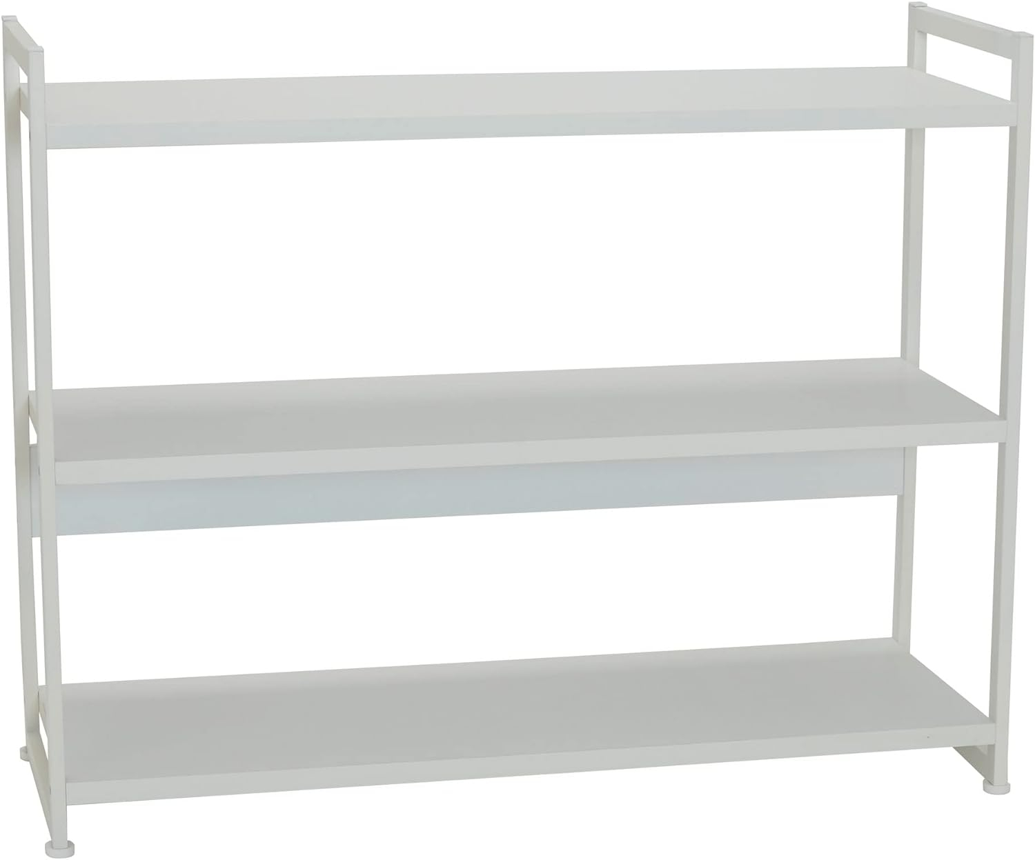 Household Essentials Jamestown Wide 3 Shelf Open Storage Bookshelf Scandinavian White and White Metal