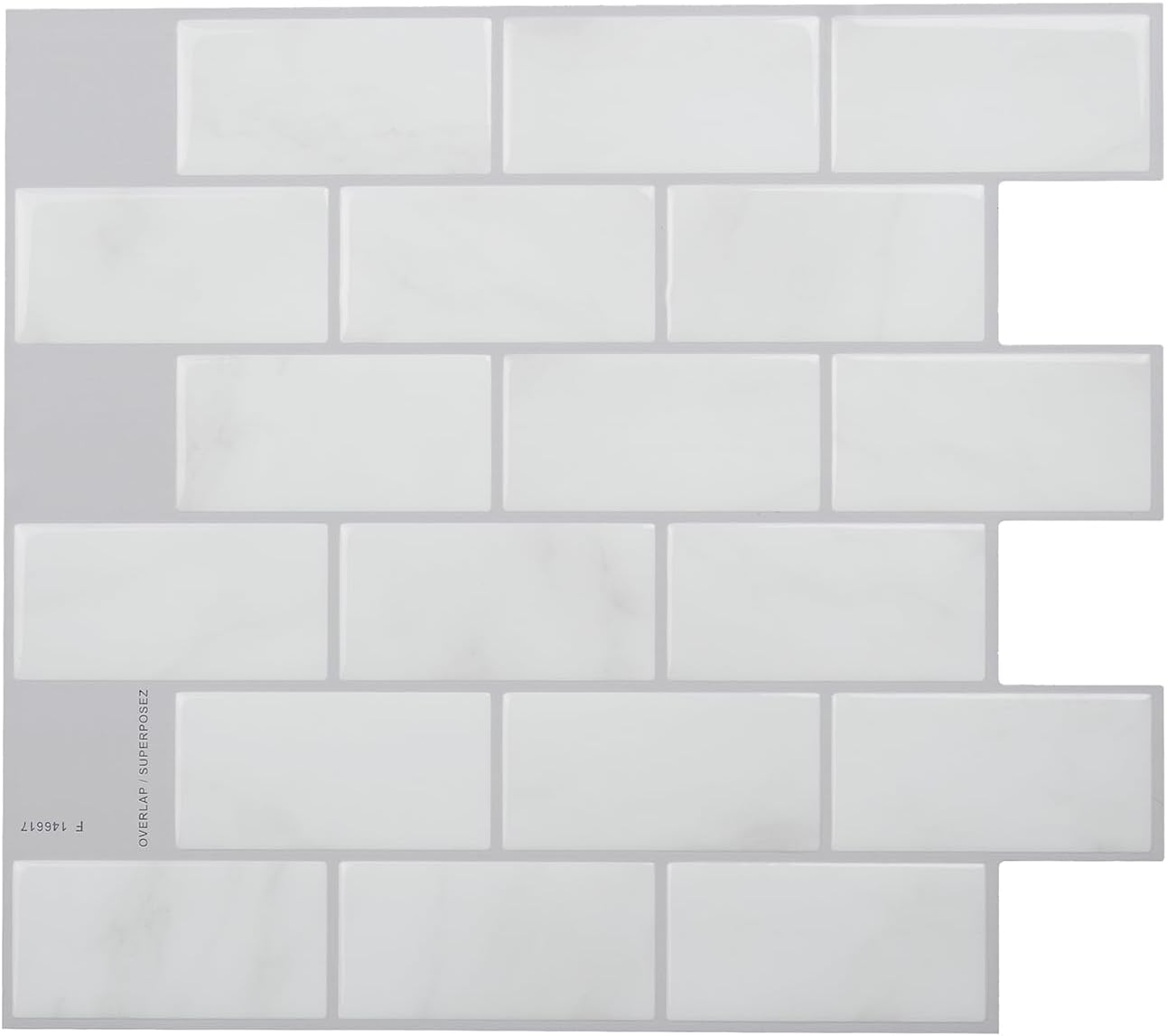 Smart Tiles - 3D Adhesive Peel and Stick Backsplash Tile, Gray & White - 10-Pack 10.95" x 9.7"