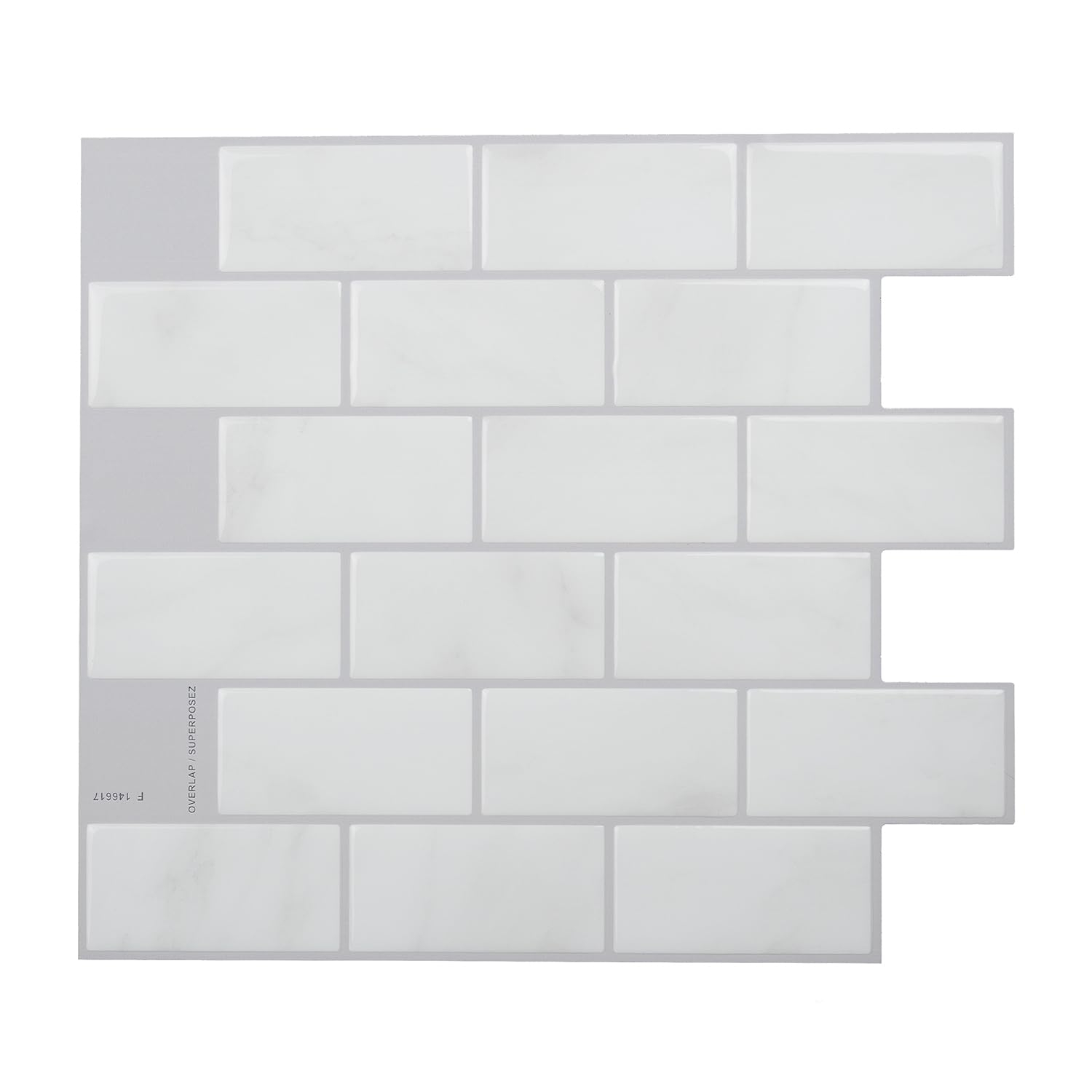 Smart Tiles - 3D Adhesive Peel and Stick Backsplash Tile, Gray & White - 10-Pack 10.95" x 9.7"