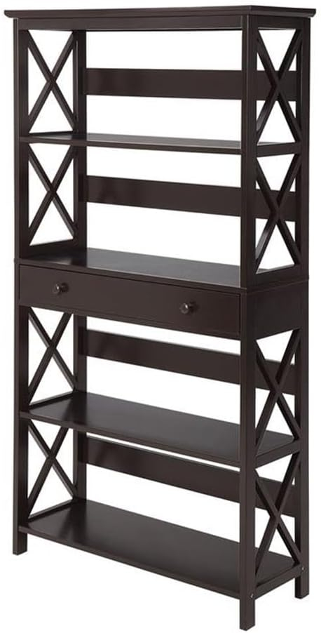 Convenience Concepts Oxford 5-Tier Bookcase with Drawer, Multiple Finishes