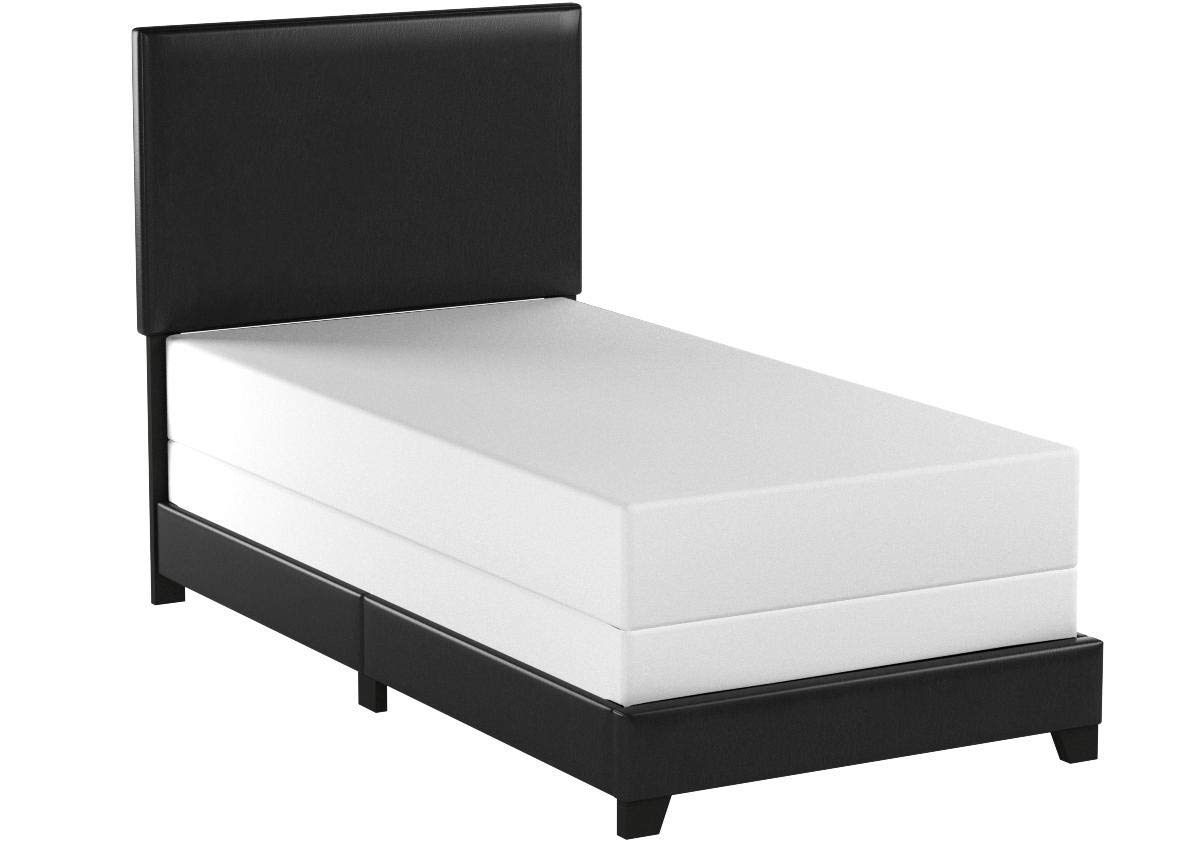 Crown Mark Erin Faux Leather Bed, Black, Twin