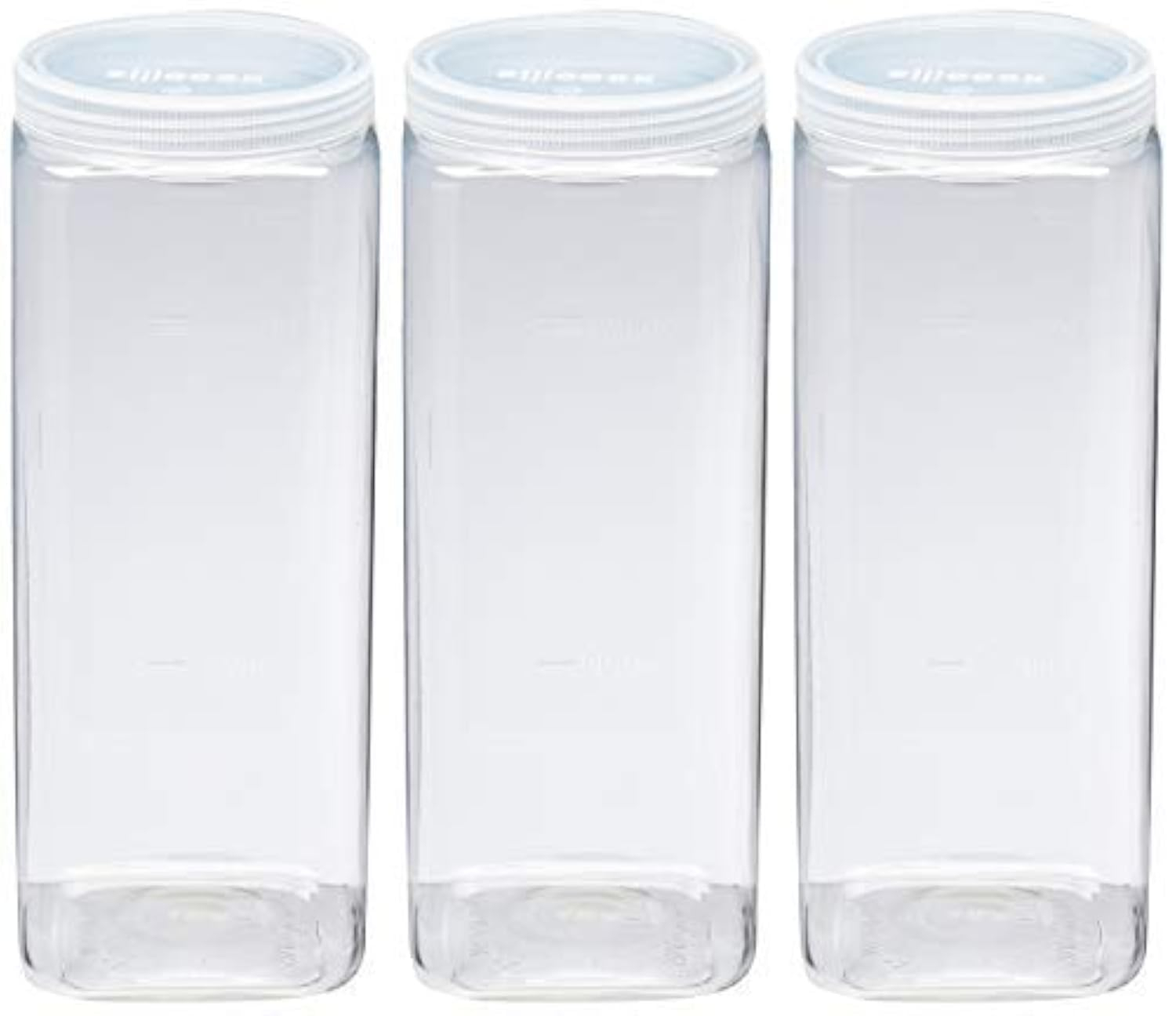 Silicook Clear Plastic Jar, Set of 3-40oz, Square Shaped, Transparent, Food Storage Container, Kitchen & Household Organization for Dry goods, Spices, Vegetables, Ingredients and More