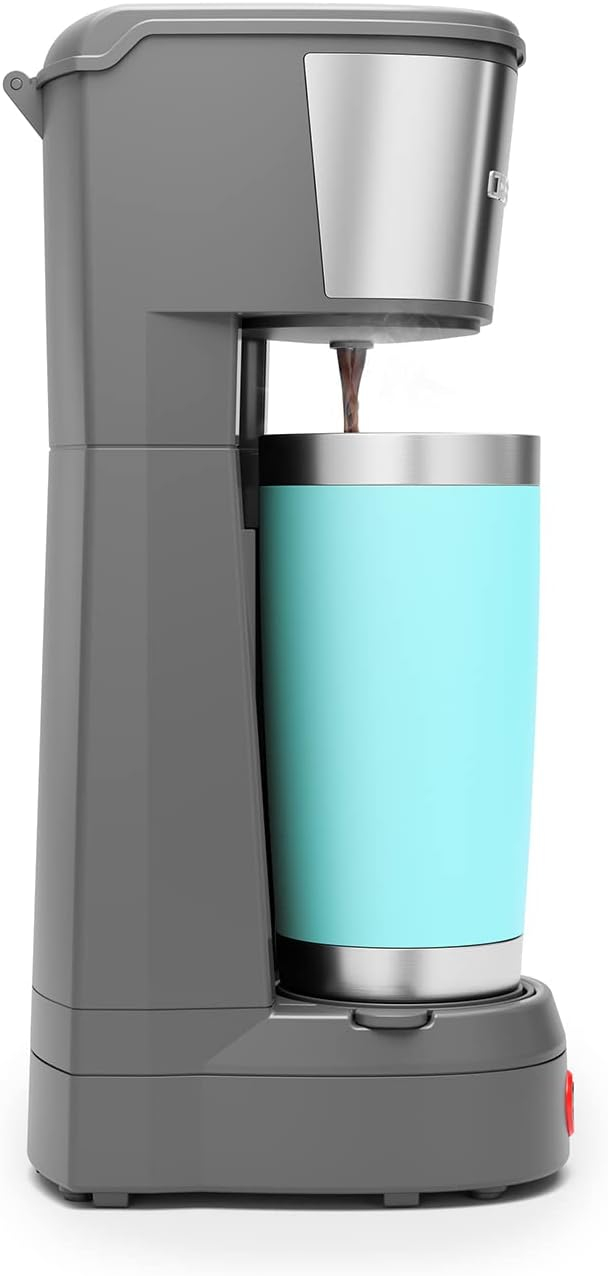 Chefman InstaCoffee Max, Brew Fresh Grounds or K-Cups With a Convenient Built-In Lift, Grey