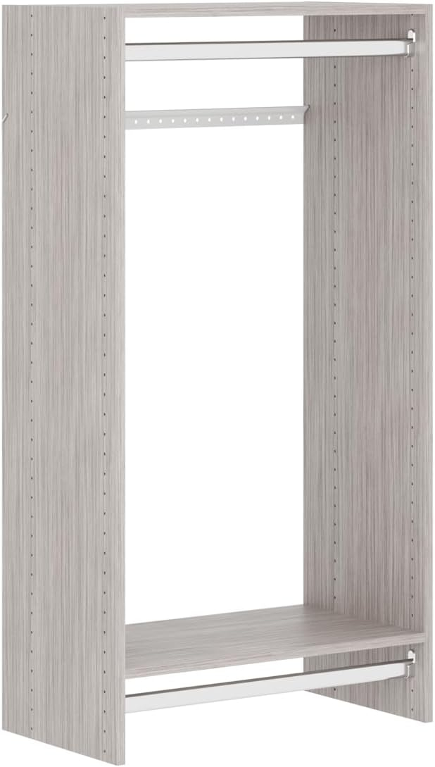 Easy Track 25.13-in W x 14-in D x 48-in H Weathered Grey Solid Wood closet tower