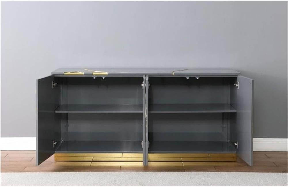 Best Master Furniture Domitianus Wood Sideboard in Gray with Gold Accents