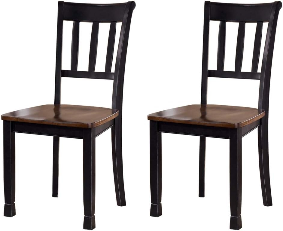 Signature Design by Ashley Owingsville Modern Farmhouse Dining Room Side Chair, Set of 2, Black and Brown