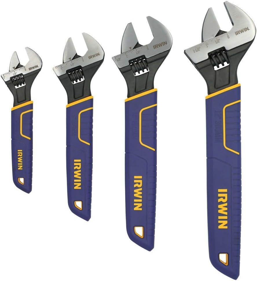 IRWIN VISE-GRIP 2078706, 6-12 inch Chrome Vanadium construction Adjustable Wrench 4 Piece