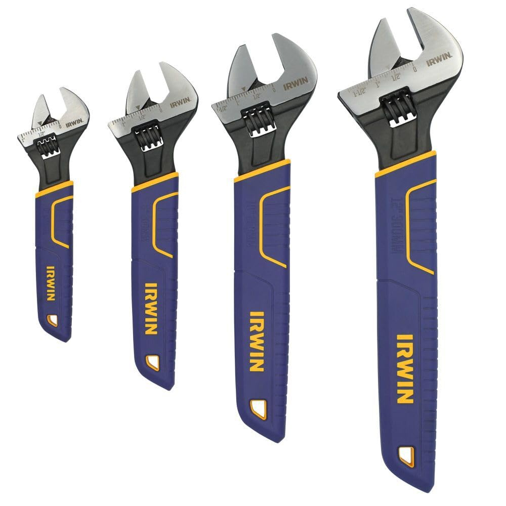 IRWIN VISE-GRIP 2078706, 6-12 inch Chrome Vanadium construction Adjustable Wrench 4 Piece