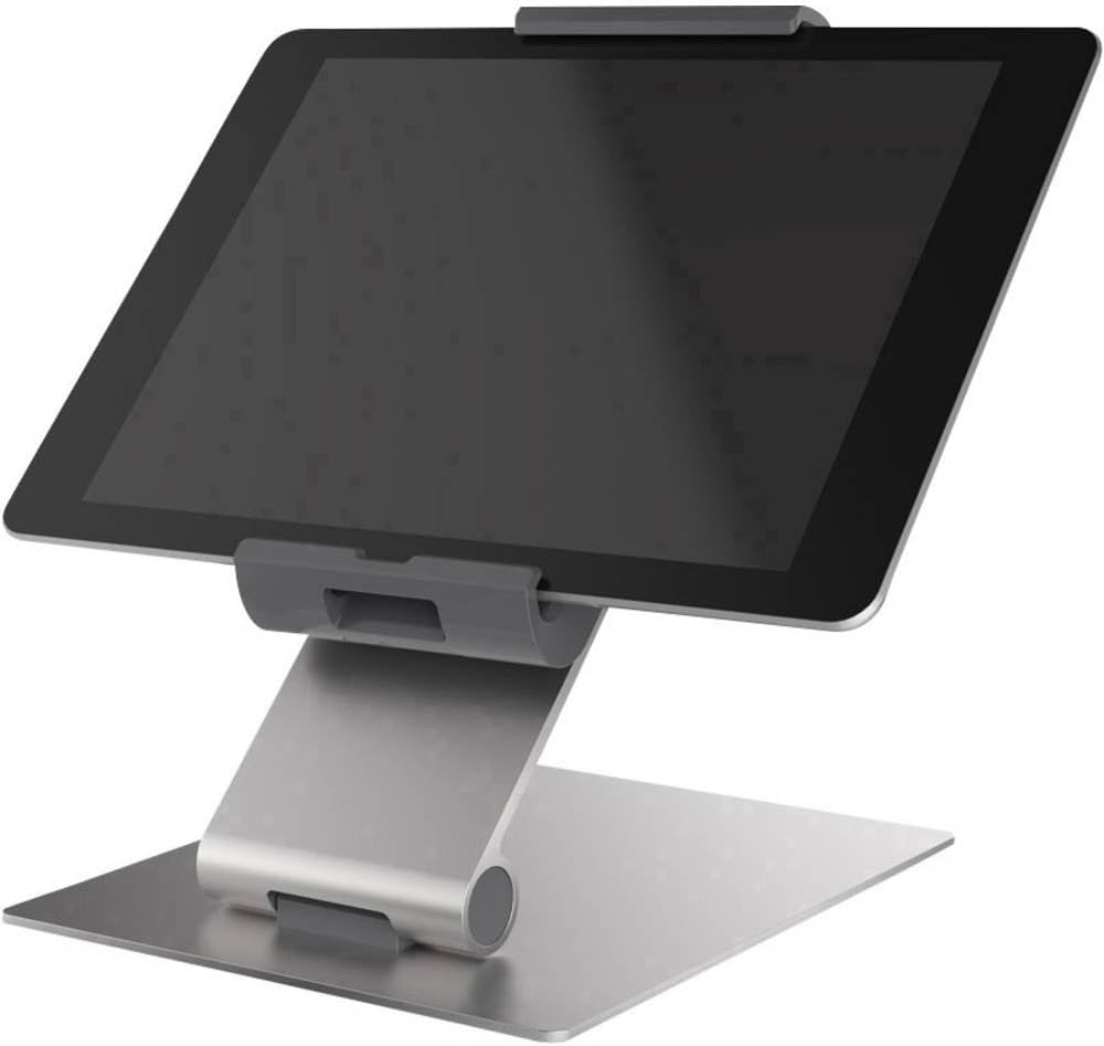 DURABLE Tablet Holder Desk Stand (7-13 Inches, 360 Degrees Rotation with Anti-Theft Device) Silver/Charcoal (893023)