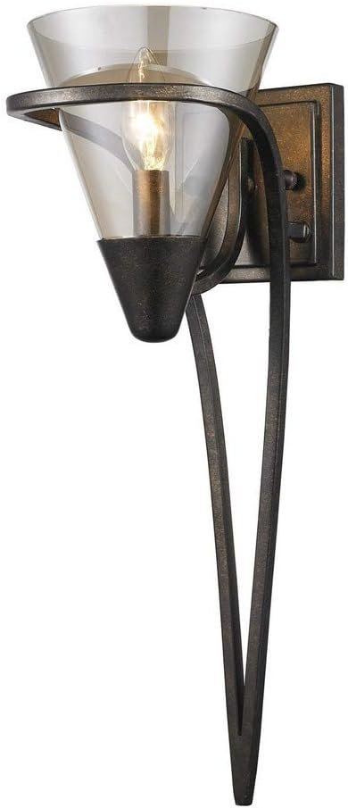Golden Lighting Olympia 1-Light Wall Sconce in Burnt Sienna with Baltic Amber Glass