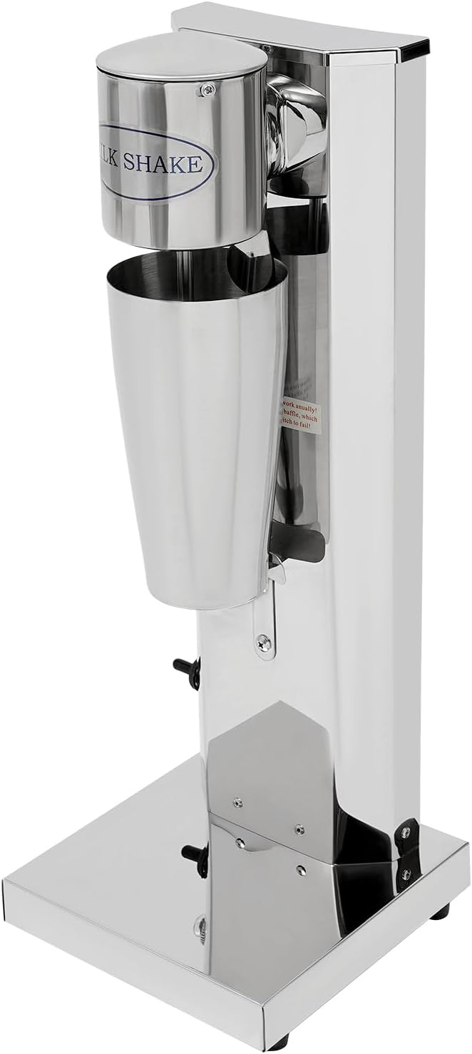 Electric Milkshake Maker Machine, Commercial Stainless Steel Milk Shake Machine with 2 Cups 650ml/Cup 110V 180W Drink Mixer Adjustable Speed Malt Maker Machine (1 Head)