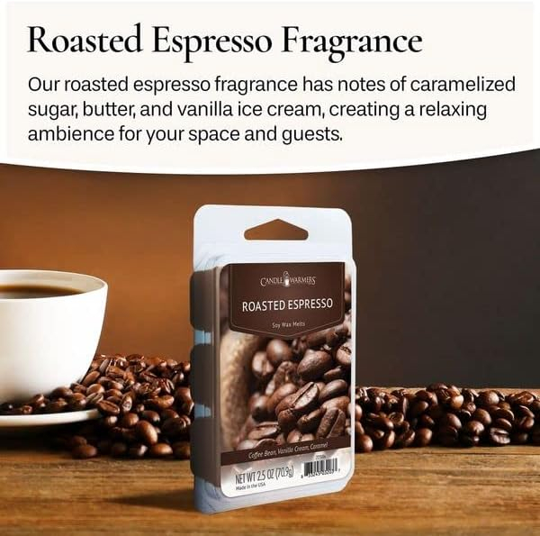 Candle Warmers Etc Classic Wax Melts 2.5oz, Roasted Espresso Fragrance (4-Pack) – Each Pack has x4 2.5 oz Wax Melts and 30 Hours of Fragrance – Perfect for bedrooms, Living Rooms, and bathrooms
