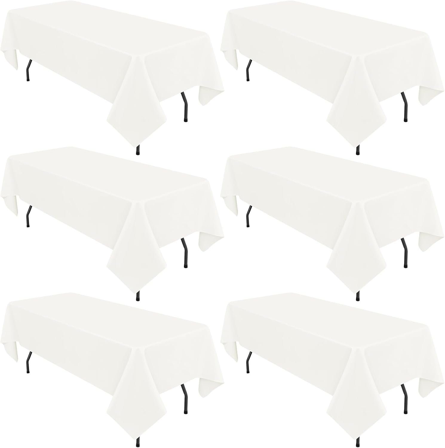 10 Pack Beige Tablecloth 60x102 inch Polyester Fabric Tablecloths for 6 Foot Rectangle Tables Wrinkle Resistant Linen Tablecloth Washable Table Covers for Party Wedding Events and Camping