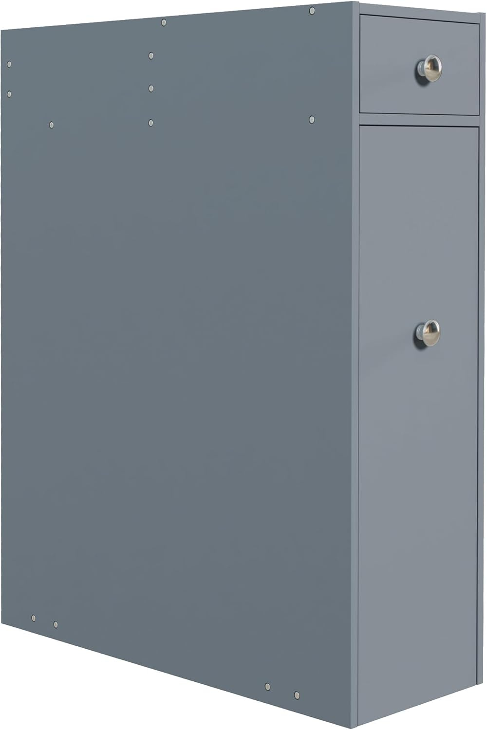 Space Saving Gray Bathroom Floor Organizer Cabinet with Drawers & Toilet Paper Holder Freestanding 4-Tier Storage Solution