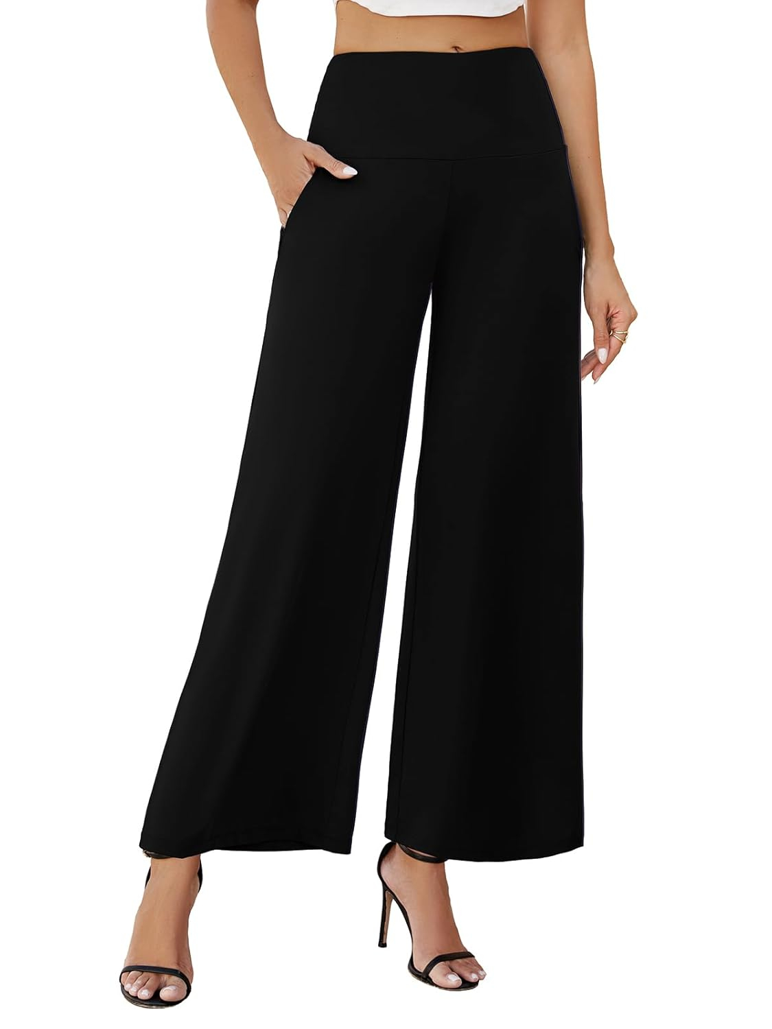 Arolina Women's Stretchy Wide Leg Palazzo Lounge Pants with Pockets Casual Comfy High Waist Palazzo Pants for Women Dressy