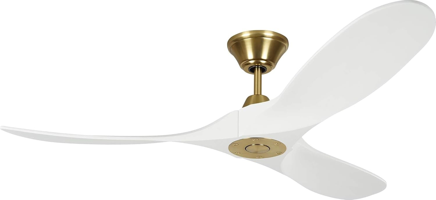 52" Burnished Brass and White 3-Blade Ceiling Fan with Remote