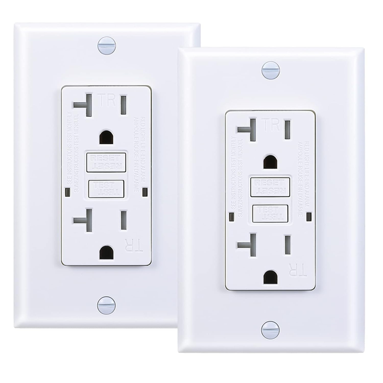 20 Amp GFCI Outlet, Tamper-Resistant GFI Receptacle with LED Indicator, Self-Test Ground Fault Circuit Interrupter, Decorator Wall Plates and Screws Included, UL Listed, White（1 Pack）