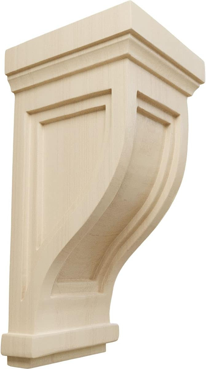 Ekena Millwork 4 3/4"W x 5"D x 10"H Traditional Recessed Corbel, Rubberwood