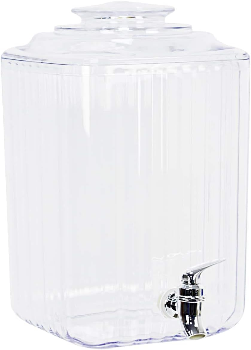 Clear Plastic Beverage Dispenser with Metal Spigot, 1.5 Gallon