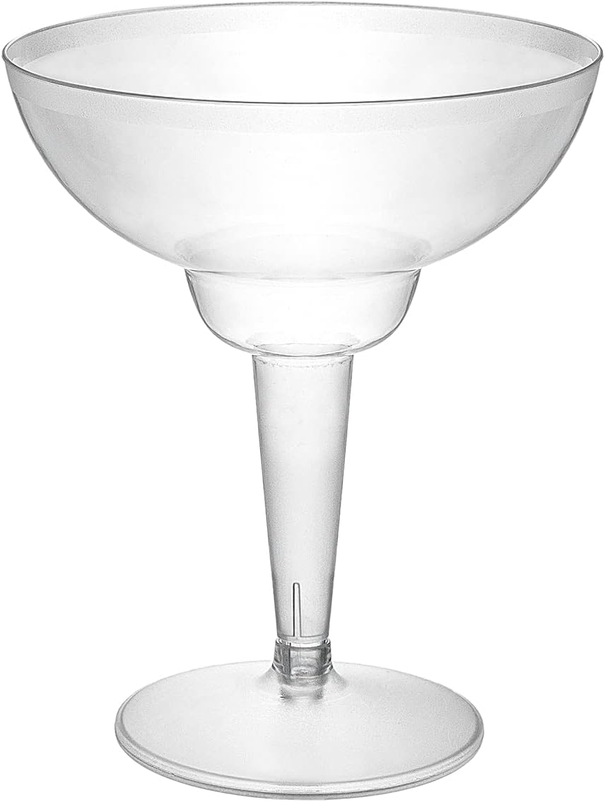 Party Essentials 10 Count Hard Plastic Two-Piece Margarita Glasses, 12-Ounce, Clear