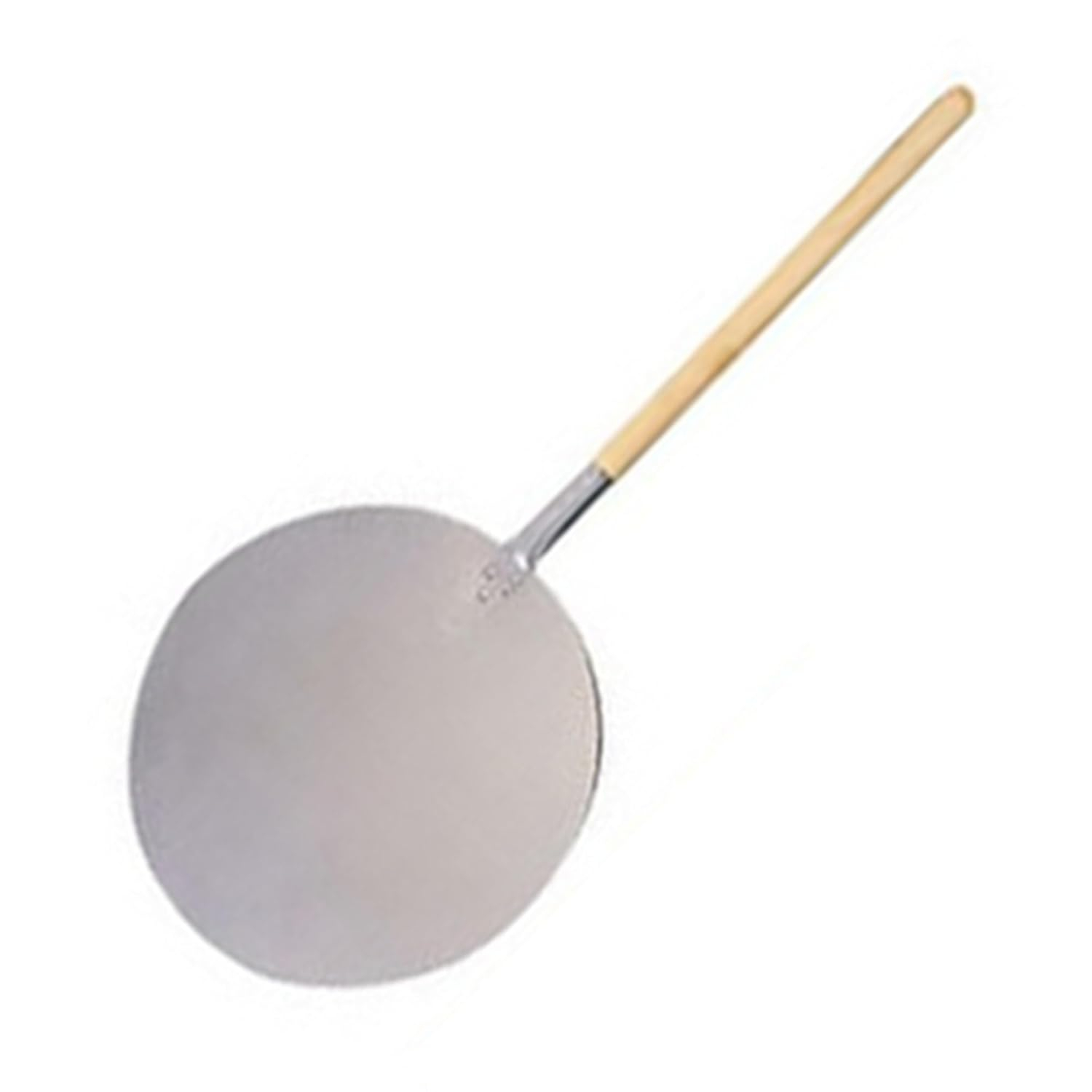 13.5" Silver Aluminum Round Blade Pizza Peel with Wood Handle