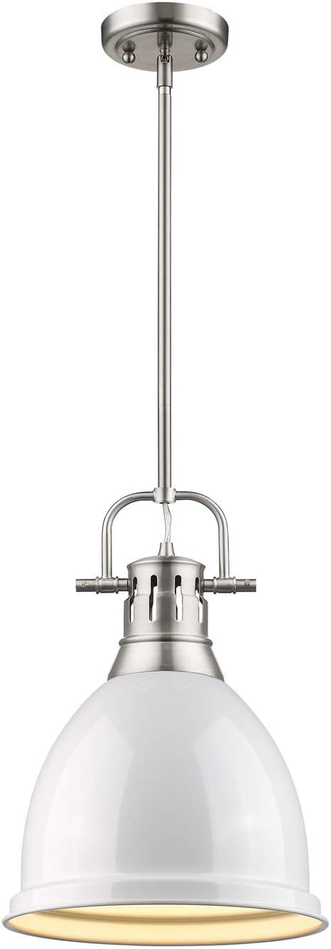 Golden Lighting Duncan 1-Light Small Pendant in Pewter with White