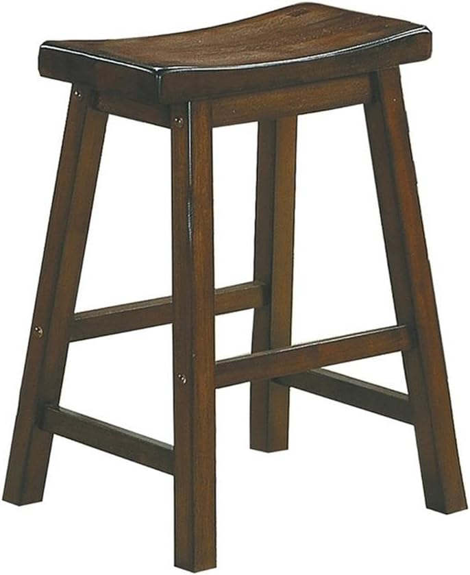 Cherry Wood Backless Saddle Style Counter Stools, Set of 2